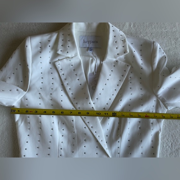 Lucy Paris White Embellished Blazer Dress Bridal Engagement Cocktail S - Picture 7 of 13